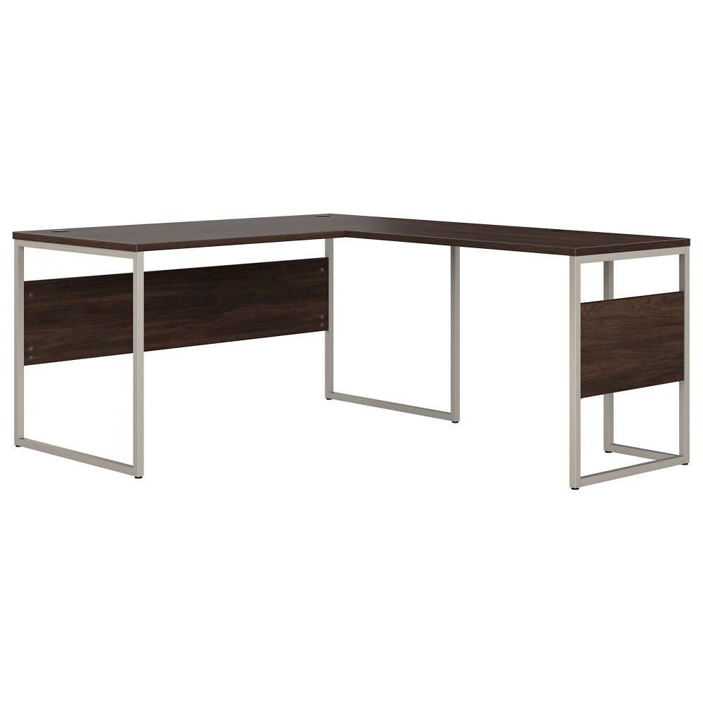 Bush Furniture - Hybrid 60W x 30D L Shaped Table Desk with Metal Legs in Black Walnut - HYB027BW veiw 1