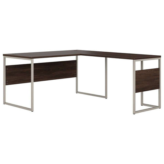 Bush Furniture - Hybrid 60W x 30D L Shaped Table Desk with Metal Legs in Black Walnut - HYB027BW veiw 1