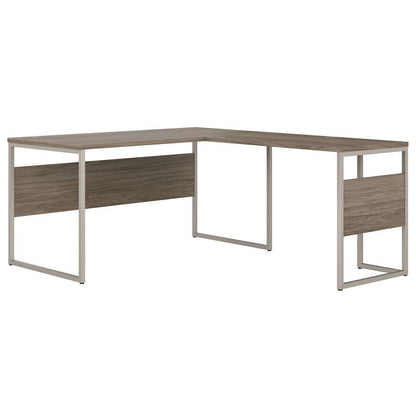 Bush Furniture - Hybrid 60W x 30D L Shaped Table Desk with Metal Legs in Modern Hickory - HYB027MH veiw 1