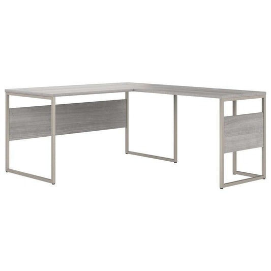 Bush Furniture - Hybrid 60W x 30D L Shaped Table Desk with Metal Legs in Platinum Gray - HYB027PG veiw 1