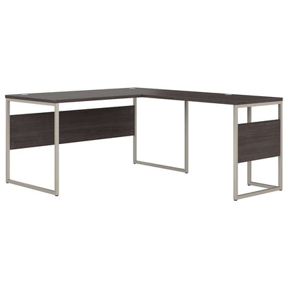 Bush Furniture - Hybrid 60W x 30D L Shaped Table Desk with Metal Legs in Storm Gray - HYB027SG veiw 1