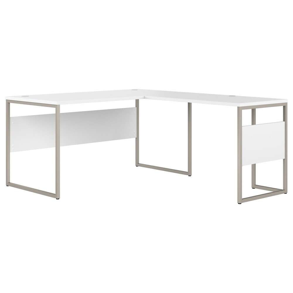 Bush Furniture - Hybrid 60W x 30D L Shaped Table Desk with Metal Legs in White - HYB027WH veiw 1