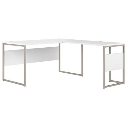 Bush Furniture - Hybrid 60W x 30D L Shaped Table Desk with Metal Legs in White - HYB027WH veiw 1