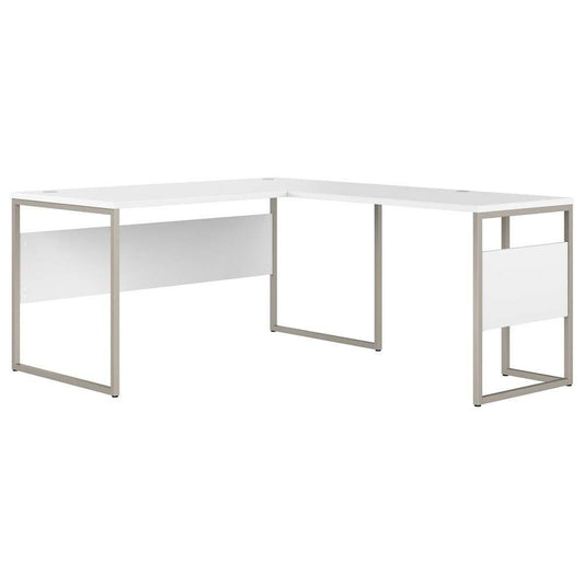 Bush Furniture - Hybrid 60W x 30D L Shaped Table Desk with Metal Legs in White - HYB027WH veiw 1