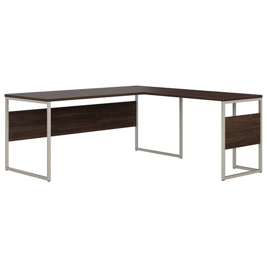 Bush Furniture - Hybrid 72W x 30D L Shaped Table Desk with Metal Legs in Black Walnut - HYB026BW veiw 1