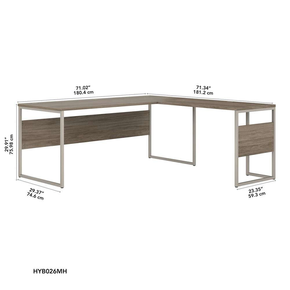 Bush Furniture - Hybrid 72W x 30D L Shaped Table Desk with Metal Legs in Modern Hickory - HYB026MH veiw 5