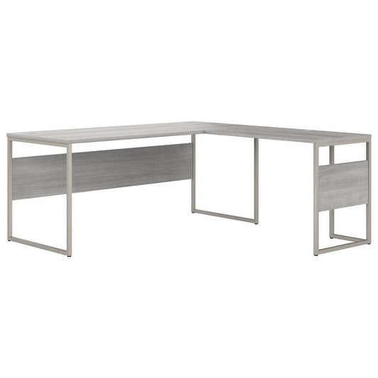 Bush Furniture - Hybrid 72W x 30D L Shaped Table Desk with Metal Legs in Platinum Gray - HYB026PG veiw 1