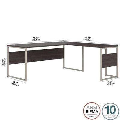 Bush Furniture - Hybrid 72W x 30D L Shaped Table Desk with Metal Legs in Storm Gray - HYB026SG veiw 5