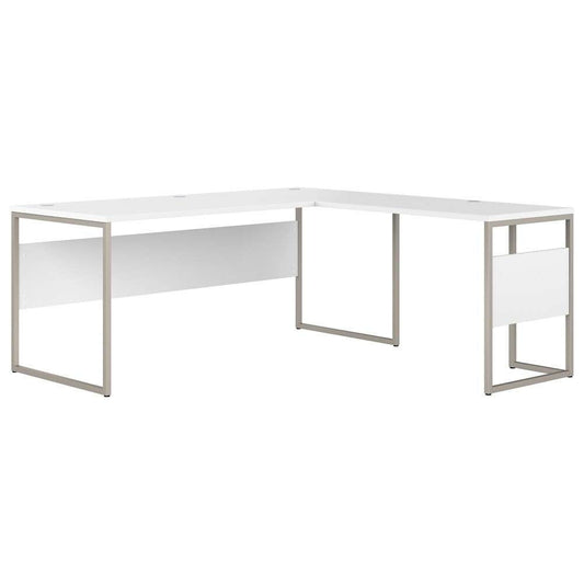 Bush Furniture - Hybrid 72W x 30D L Shaped Table Desk with Metal Legs in White - HYB026WH veiw 1