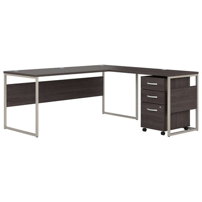 Bush Furniture - Hybrid 72W x 30D L Shaped Table Desk with Mobile File Cabinet in Storm Gray - HYB028SGSU veiw 1