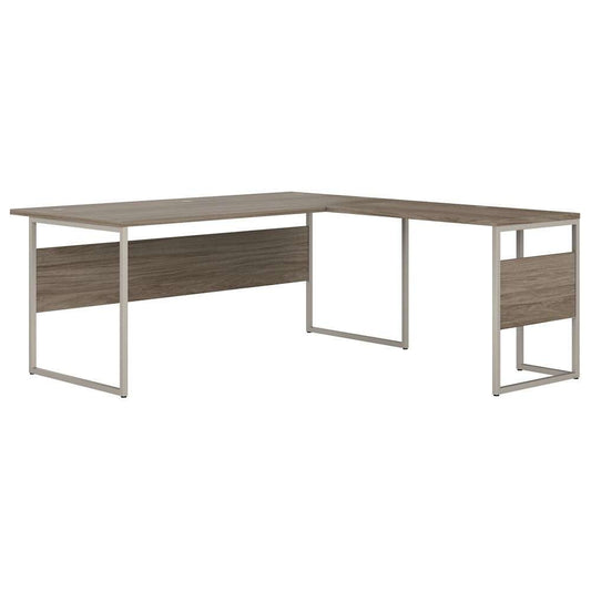 Bush Furniture - Hybrid 72W x 36D L Shaped Table Desk with Metal Legs in Modern Hickory - HYB025MH veiw 1