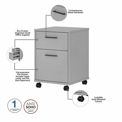 Bush Furniture - Key West 2 Drawer Mobile File Cabinet in Cape Cod Gray - KWF116CG-03 veiw 3