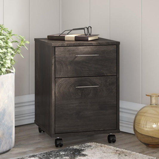 Bush Furniture - Key West 2 Drawer Mobile Pedestal in Dark Gray Hickory - KWF116GH-03 veiw 2