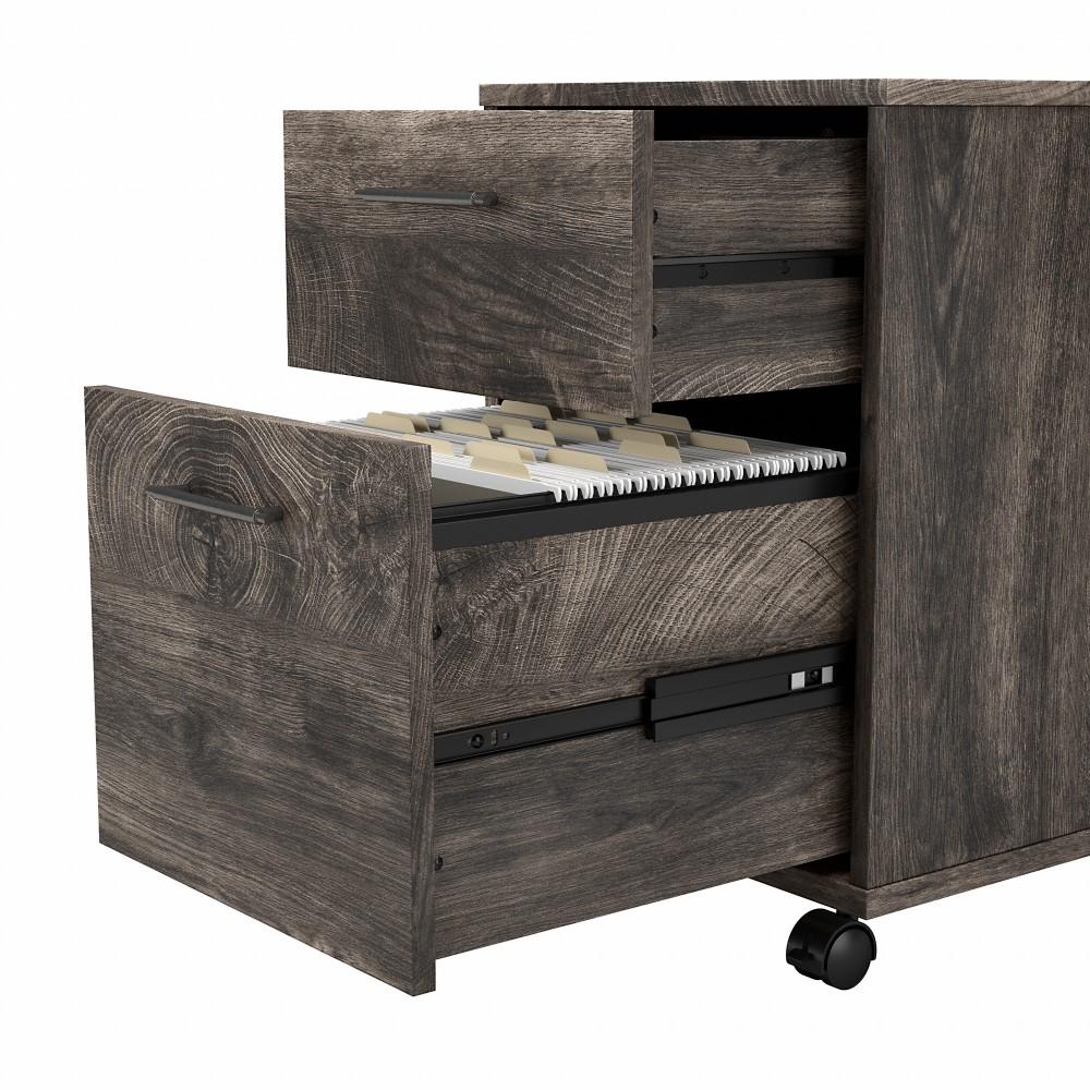 Bush Furniture - Key West 2 Drawer Mobile Pedestal in Dark Gray Hickory - KWF116GH-03 veiw 3