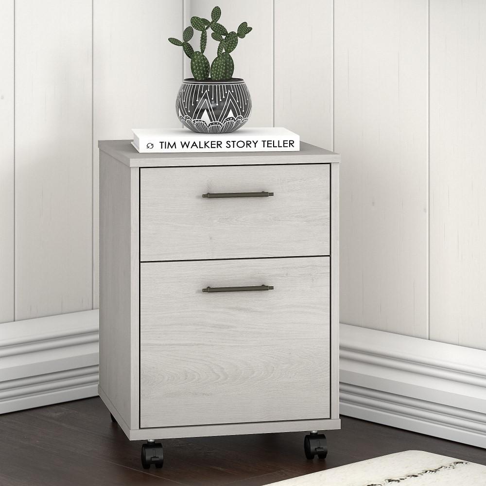 Bush Furniture - Key West 2 Drawer Mobile File Cabinet in Linen White Oak - KWF116LW-03 veiw 2