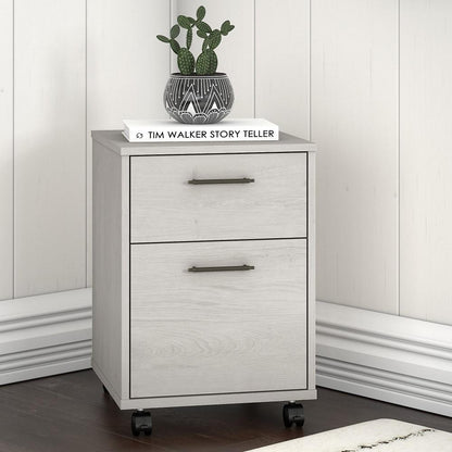 Bush Furniture - Key West 2 Drawer Mobile File Cabinet in Linen White Oak - KWF116LW-03 veiw 2