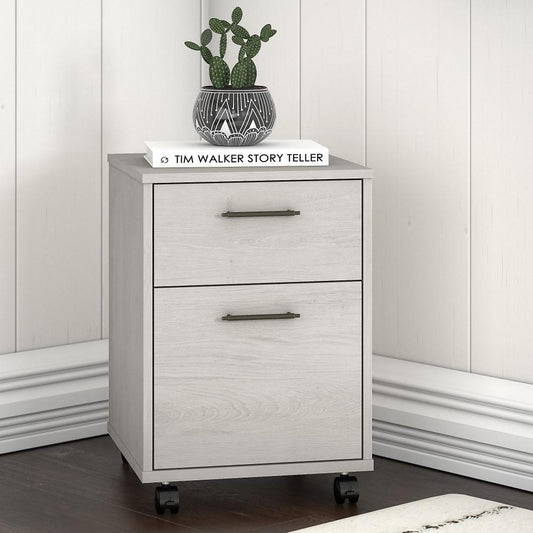 Bush Furniture - Key West 2 Drawer Mobile File Cabinet in Linen White Oak - KWF116LW-03 veiw 2