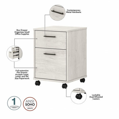 Bush Furniture - Key West 2 Drawer Mobile File Cabinet in Linen White Oak - KWF116LW-03 veiw 3