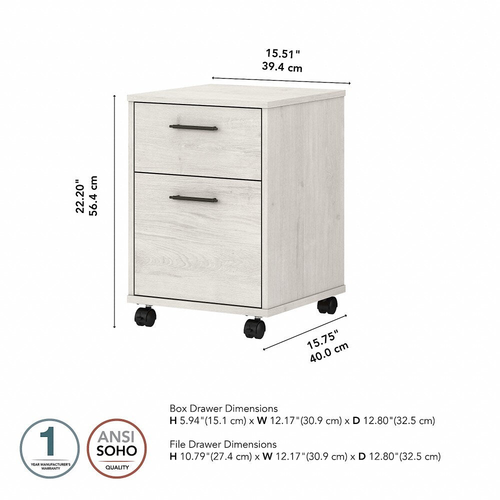 Bush Furniture - Key West 2 Drawer Mobile File Cabinet in Linen White Oak - KWF116LW-03 veiw 6