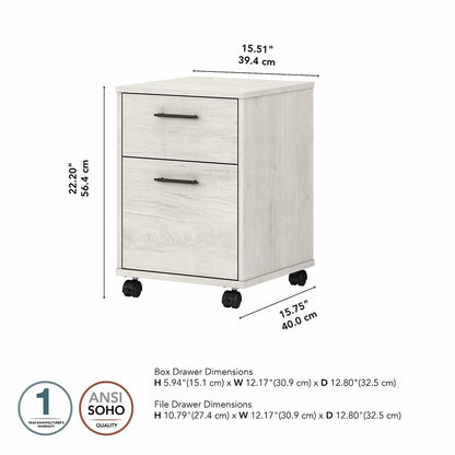 Bush Furniture - Key West 2 Drawer Mobile File Cabinet in Linen White Oak - KWF116LW-03 veiw 6