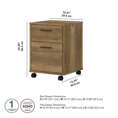 Bush Furniture - Key West 2 Drawer Mobile File Cabinet in Reclaimed Pine - KWF116RCP-03 veiw 6