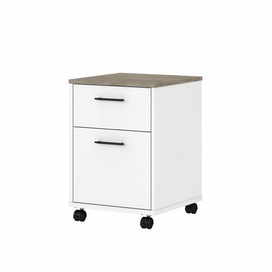 Bush Furniture - Key West 2 Drawer Mobile File Cabinet in Pure White and Shiplap Gray - KWF116G2W-03 veiw 1