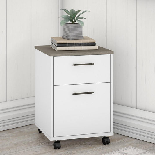 Bush Furniture - Key West 2 Drawer Mobile File Cabinet in Pure White and Shiplap Gray - KWF116G2W-03 veiw 2