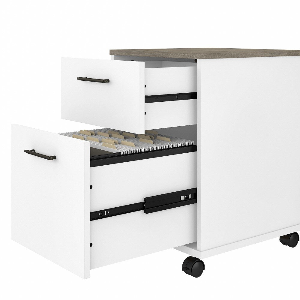 Bush Furniture - Key West 2 Drawer Mobile File Cabinet in Pure White and Shiplap Gray - KWF116G2W-03 veiw 4