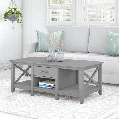 Bush Furniture - Key West Coffee Table with Storage in Cape Cod Gray - KWT148CG-03 veiw 2