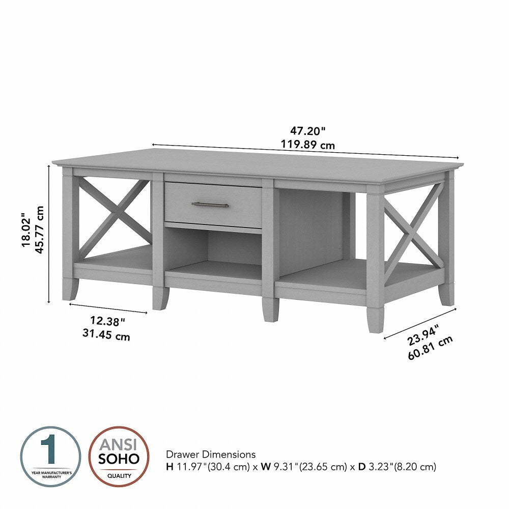 Bush Furniture - Key West Coffee Table with Storage in Cape Cod Gray - KWT148CG-03 veiw 6