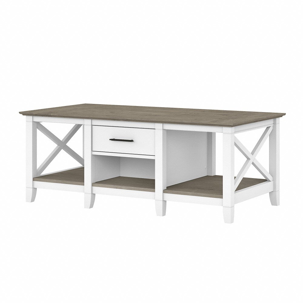 Bush Furniture - Key West Coffee Table with Storage in Pure White and Shiplap Gray - KWT148G2W-03 veiw 1
