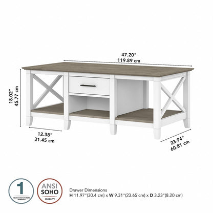 Bush Furniture - Key West Coffee Table with Storage in Pure White and Shiplap Gray - KWT148G2W-03 veiw 5