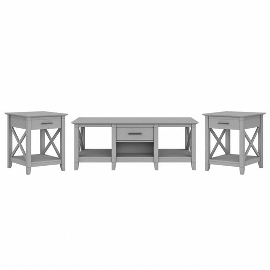 Bush Furniture - Key West Coffee Table with End Tables in Cape Cod Gray (Set of 2) - KWS023CG veiw 1