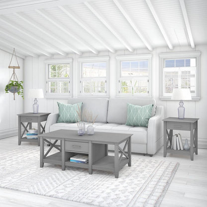 Bush Furniture - Key West Coffee Table with End Tables in Cape Cod Gray (Set of 2) - KWS023CG veiw 2