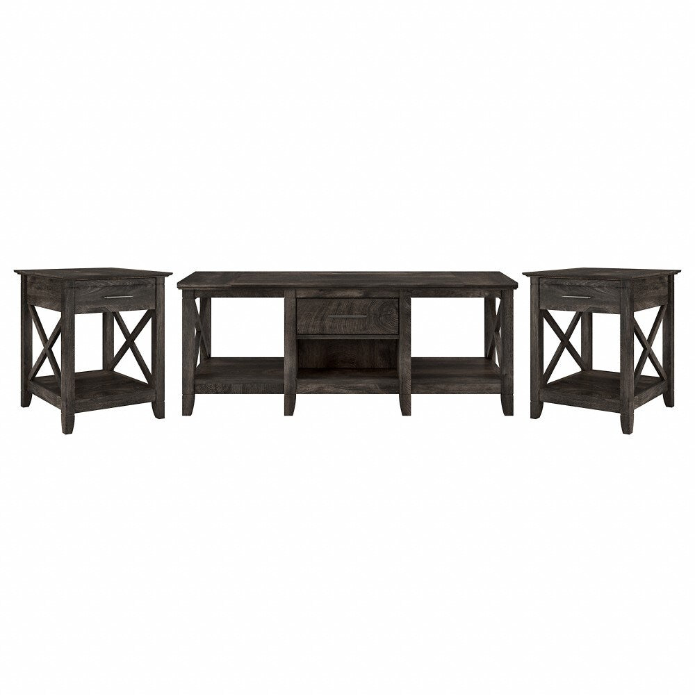 Bush Furniture - Key West Coffee Table with End Tables in Dark Gray Hickory (Set of 2) - KWS023GH veiw 1