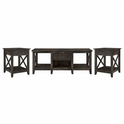 Bush Furniture - Key West Coffee Table with End Tables in Dark Gray Hickory (Set of 2) - KWS023GH veiw 1