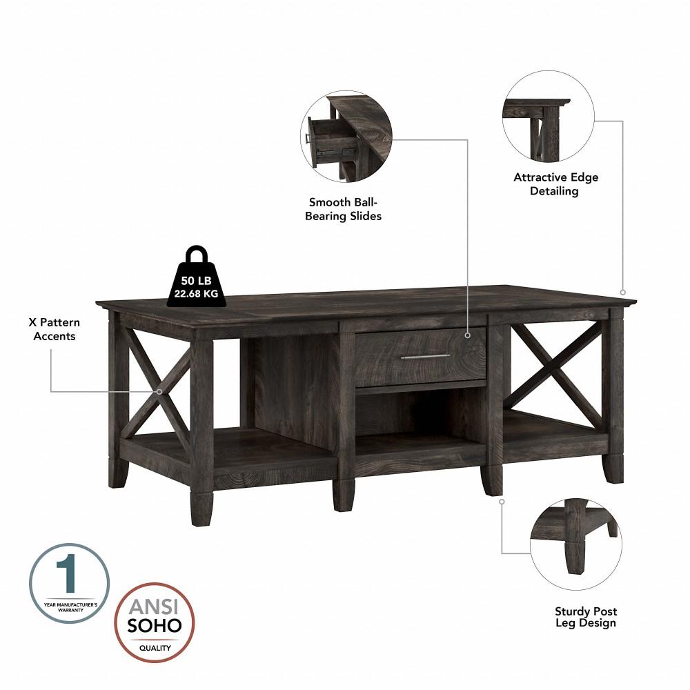 Bush Furniture - Key West Coffee Table with End Tables in Dark Gray Hickory (Set of 2) - KWS023GH veiw 5
