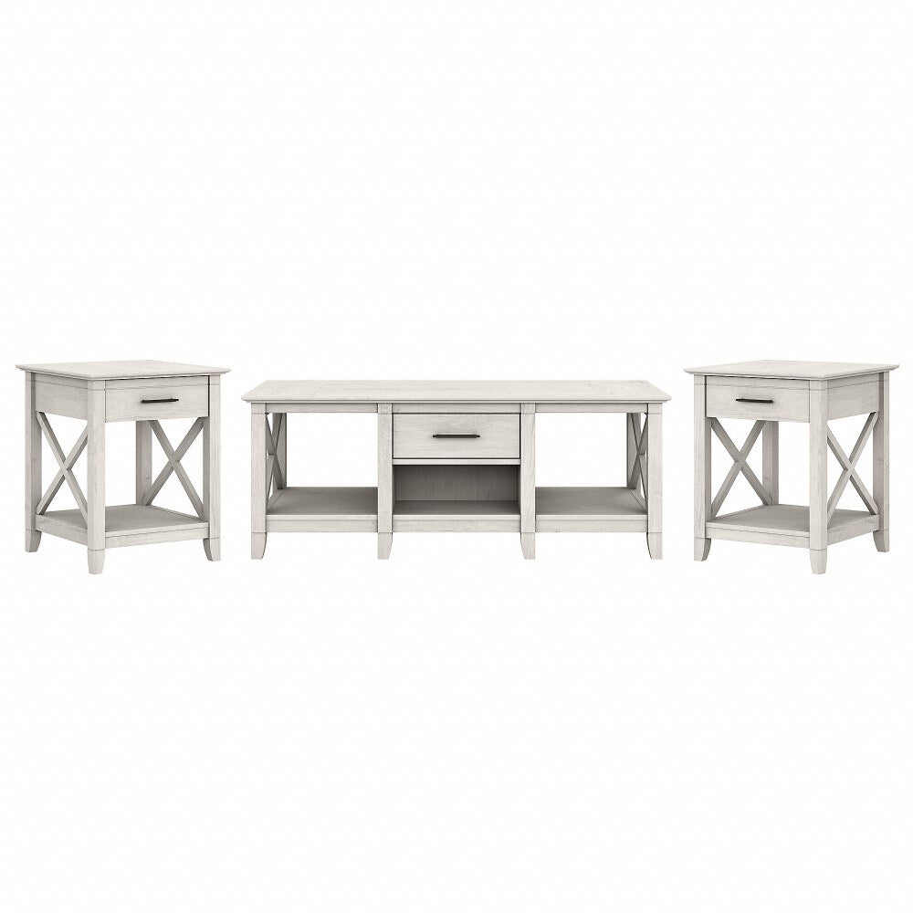 Bush Furniture - Key West Coffee Table with End Tables in Linen White Oak (Set of 2) - KWS023LW veiw 1