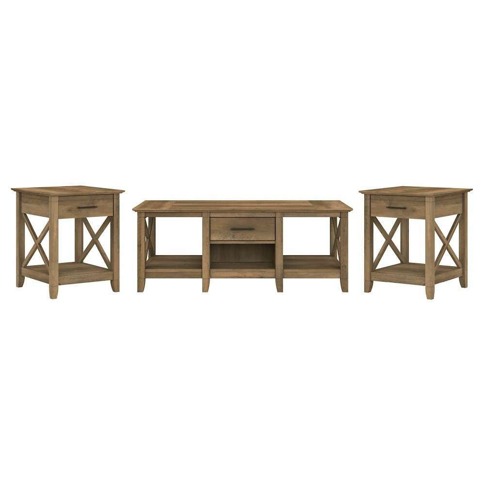 Bush Furniture - Key West Coffee Table with End Tables in Reclaimed Pine (Set of 2) - KWS023RCP veiw 1