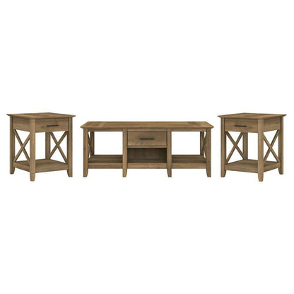 Bush Furniture - Key West Coffee Table with End Tables in Reclaimed Pine (Set of 2) - KWS023RCP veiw 1