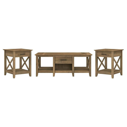 Bush Furniture - Key West Coffee Table with End Tables in Reclaimed Pine (Set of 2) - KWS023RCP veiw 1