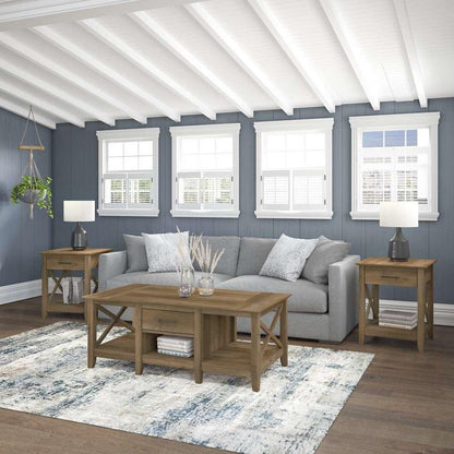 Bush Furniture - Key West Coffee Table with End Tables in Reclaimed Pine (Set of 2) - KWS023RCP veiw 4