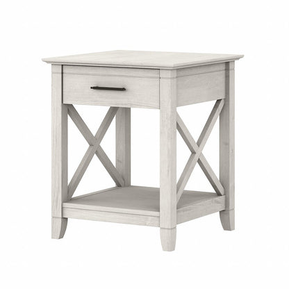 Bush Furniture - Key West End Table with Storage in Linen White Oak - KWT120LW-03 veiw 1