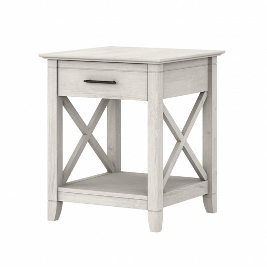 Bush Furniture - Key West End Table with Storage in Linen White Oak - KWT120LW-03 veiw 1