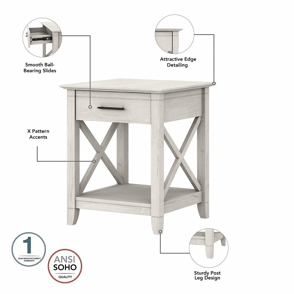 Bush Furniture - Key West End Table with Storage in Linen White Oak - KWT120LW-03 veiw 3
