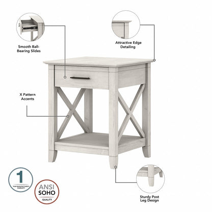 Bush Furniture - Key West End Table with Storage in Linen White Oak - KWT120LW-03 veiw 3
