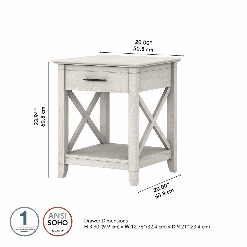 Bush Furniture - Key West End Table with Storage in Linen White Oak - KWT120LW-03 veiw 6