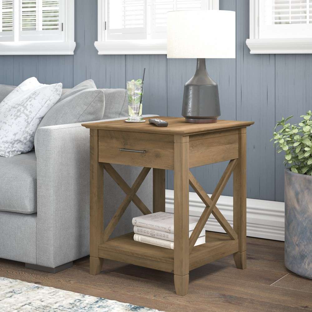 Bush Furniture - Key West End Table with Storage in Reclaimed Pine - KWT120RCP-03 veiw 4