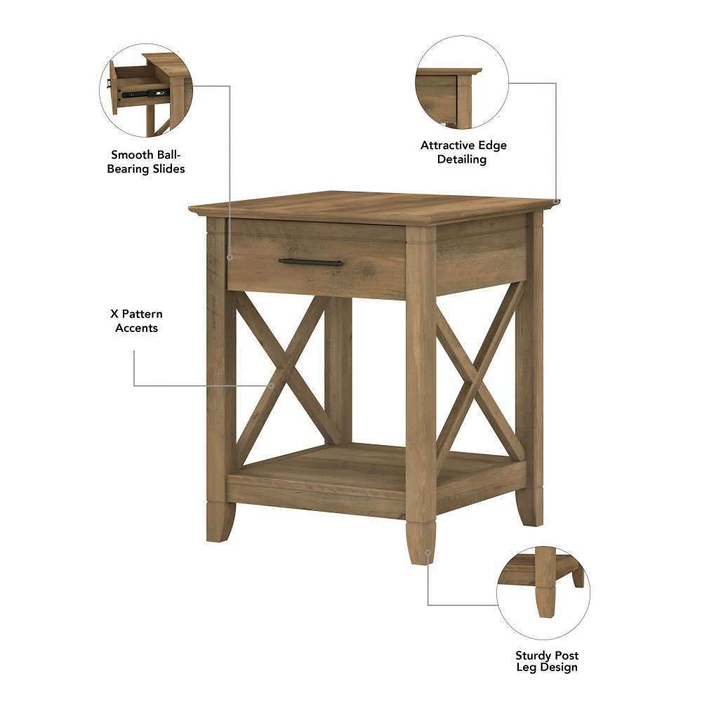 Bush Furniture - Key West End Table with Storage in Reclaimed Pine - KWT120RCP-03 veiw 5