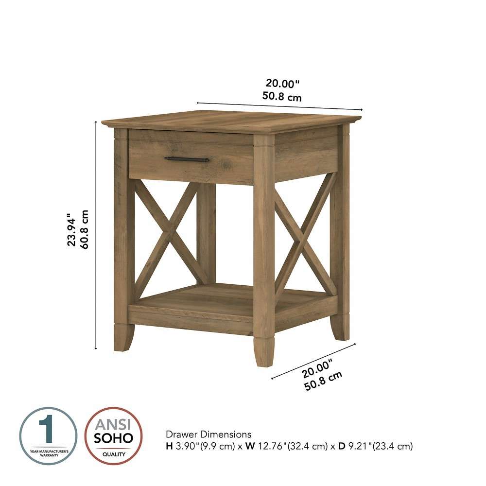 Bush Furniture - Key West End Table with Storage in Reclaimed Pine - KWT120RCP-03 veiw 6